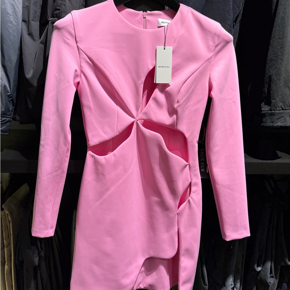 Pink Asymmetrical Ruffled Bodycon Dress